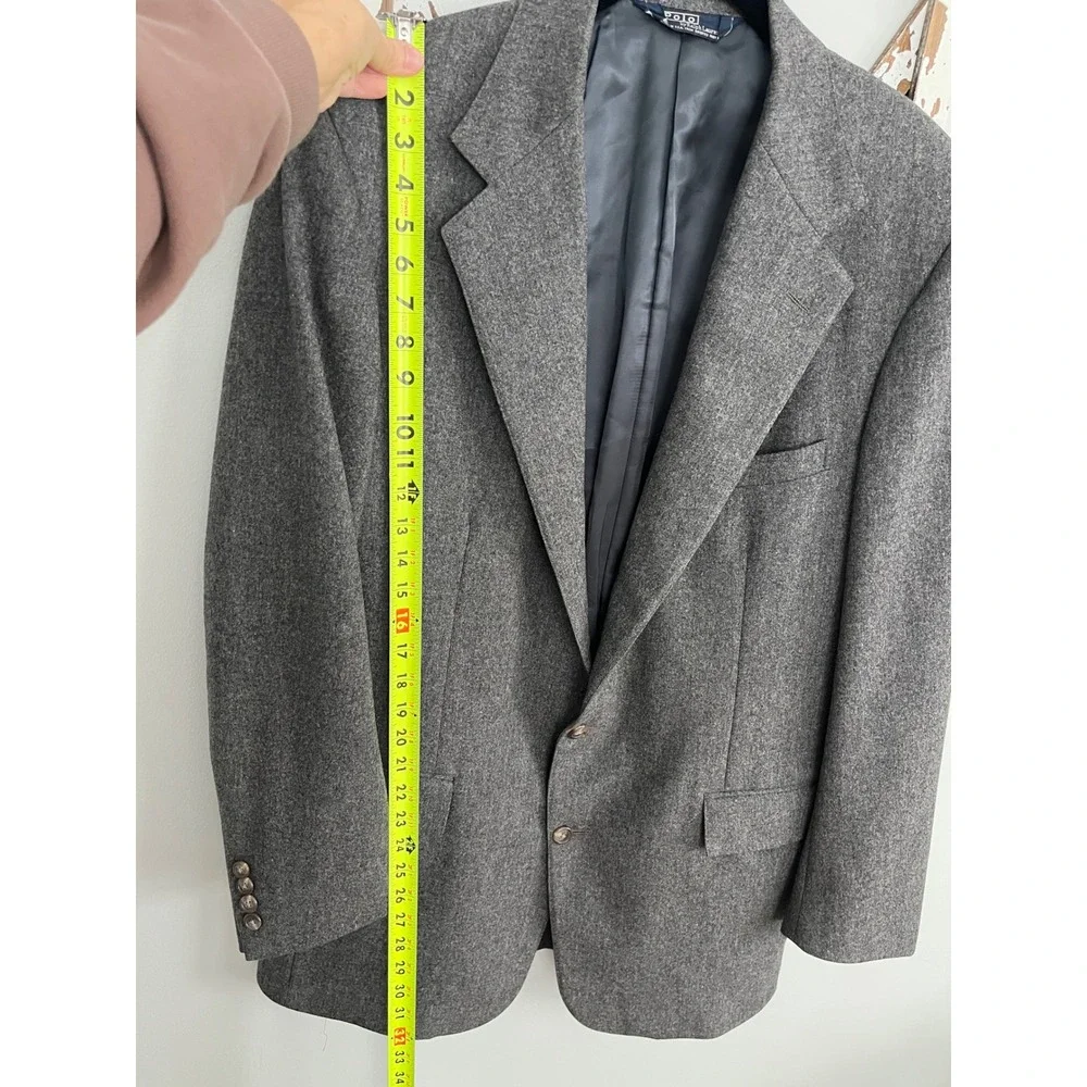 Vintage Polo Ralph Lauren Union‎ Made Gray Wool Blazer Made in USA